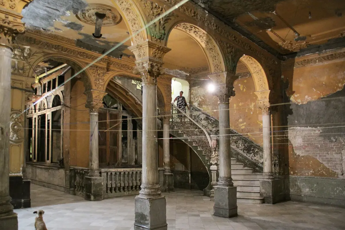 The grand hall and staircase of the La Guarida mansion in Havana